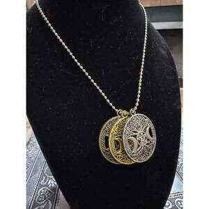 Triple Moon Goddess Medallion Necklace